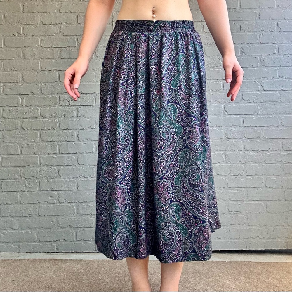 Norton McNaughton Paisley Midi Skirt - Purple and Green